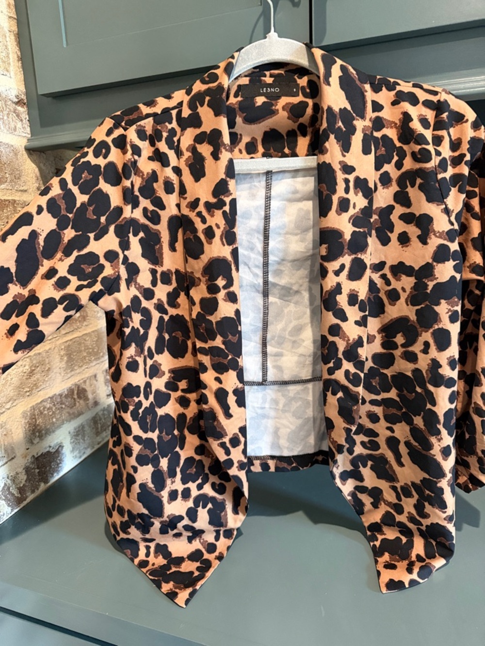 LeKno Leopard Print Open-Front Blazer - Tan & Black